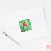 Rosella Bird Painting Vierkante Sticker (Envelop)