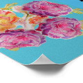 Rosella Bird Waterverf Parrot Aqua Roos Poster (Hoek)