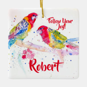 Rosella Papegaai Aquarel Echtgenoot Naam Decoratie