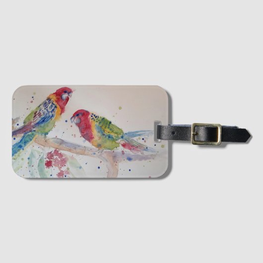 Rosella Papegaai vogel Aquarel Kunst Bagage Label (Voorkant (horizontaal))