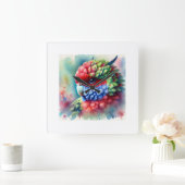 Rosella Parrot 220824AREF151 - Watercolor Vierkante Klok (Huis)