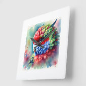 Rosella Parrot 220824AREF151 - Watercolor Vierkante Klok (Hoek)