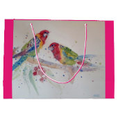 Rosella Parrot Bird Waterverf Art Gift Bag Groot Cadeauzakje (Achterkant)
