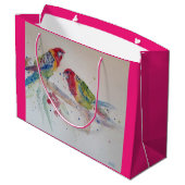 Rosella Parrot Bird Waterverf Art Gift Bag Groot Cadeauzakje (Achterkant Gekanteld)