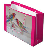 Rosella Parrot Bird Waterverf Art Gift Bag Groot Cadeauzakje (Voorkant Gekanteld)