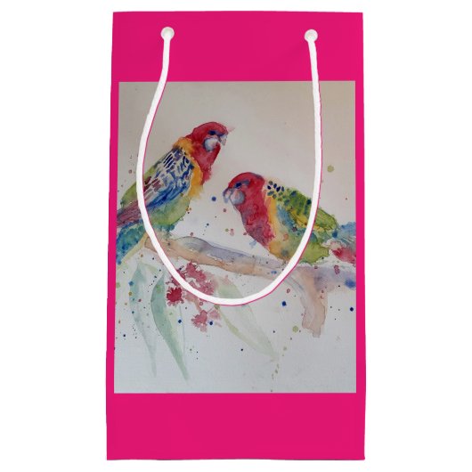 Rosella Parrot Bird Waterverf Art Gift Bag Klein Cadeauzakje (Voorkant)