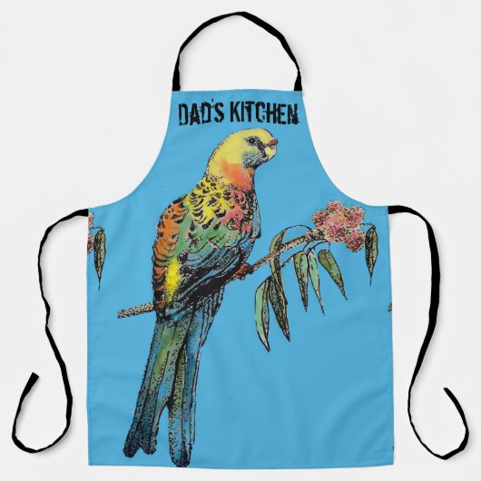 Rosella Parrot Birds Blue Pattern Mens Dads Apron Schort (Voorkant)