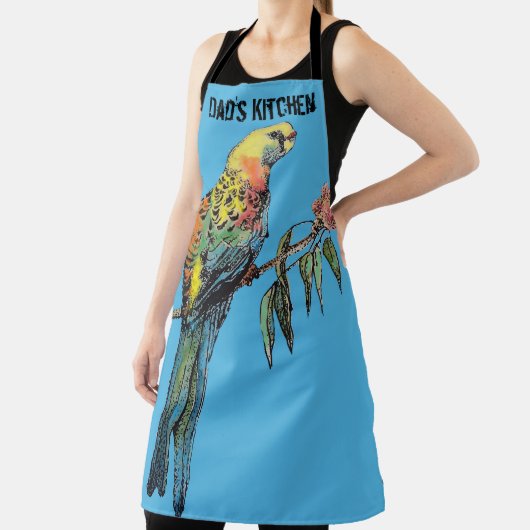 Rosella Parrot Birds Blue Pattern Mens Dads Apron Schort (Insitu)