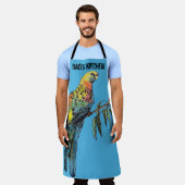 Rosella Parrot Birds Blue Pattern Mens Dads Apron Schort (Gedragen)
