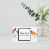 Rosella Parrot Flowers Waterverf Visitekaartje (Staand voorkant)