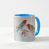 Rosella Parrot kleurige Waterverf Mok Blauw (Voorkant rechts)