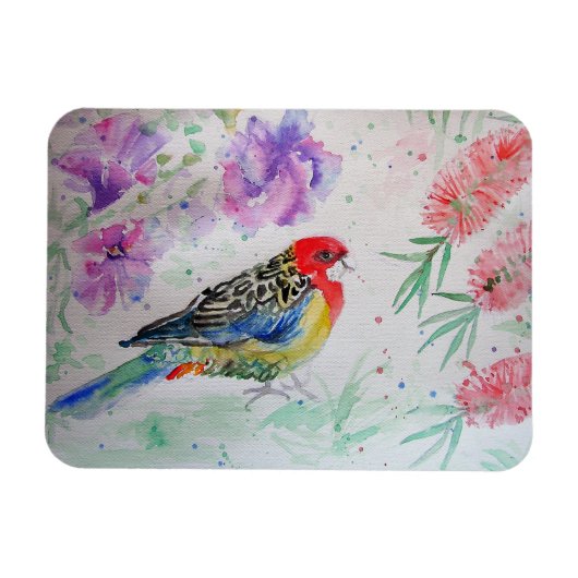 Rosella Parrot met Bottlepenseel Vogeldag Magneet (Horizontaal)