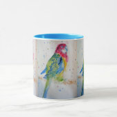 Rosella Parrot op Waterverf Mok Blue (Midden)