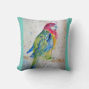 Rosella Parrot vogelkunst Waterverf Cushion Aqua Kussen