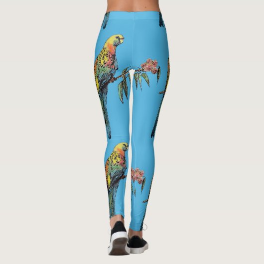 Rosella Parrot Waterverf Blue Bird Leggings (Achterkant)
