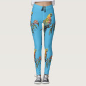Rosella Parrot Waterverf Blue Bird Leggings (Voorkant)