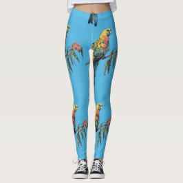 Rosella Parrot Waterverf Blue Bird Leggings