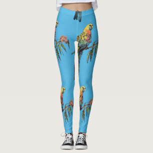 Rosella Parrot Waterverf Blue Bird Leggings