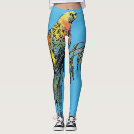 Rosella Parrot Waterverf Blue Bird Leggings