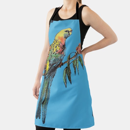 Rosella Parrot Waterverf Kleurrijk Blauw Art Schor Schort (Insitu)