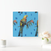 Rosella Parrot Waterverf Mans Kantoor Clock Vierkante Klok (Huis)