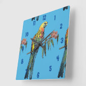 Rosella Parrot Waterverf Mans Kantoor Clock Vierkante Klok (Hoek)
