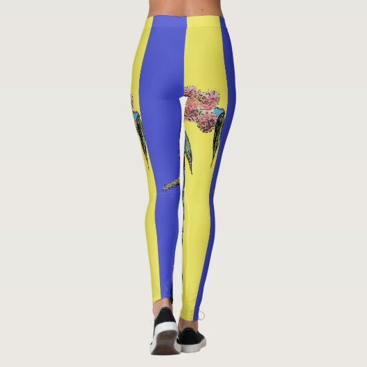 Rosella Parrot Waterverf Navy Blue Bird Leggings (Achterkant)