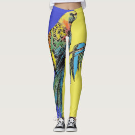Rosella Parrot Waterverf Navy Blue Bird Leggings