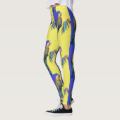 Rosella Parrot Waterverf Navy Blue Bird Leggings (Links)