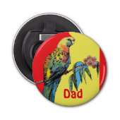 Rosella Parrot Waterverf Papa naam Button Flesopener (Voorkant)