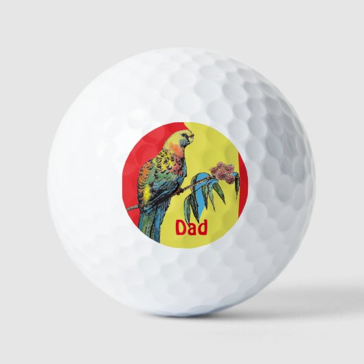 Rosella Parrot Waterverf Papa naam Golfballen (Voorkant)