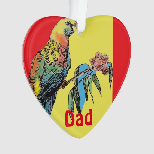 Rosella Parrot Waterverf Papa naam Ornament (voorkant)