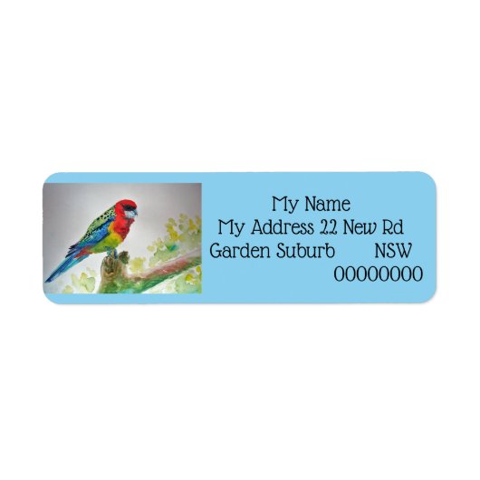 Rosella Parrot Waterverf Return Address Labels (Voorkant)