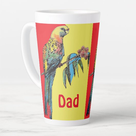 Rosella Parrot Waterverf Vader naam koffie Latte Mok (Linkerhoek)