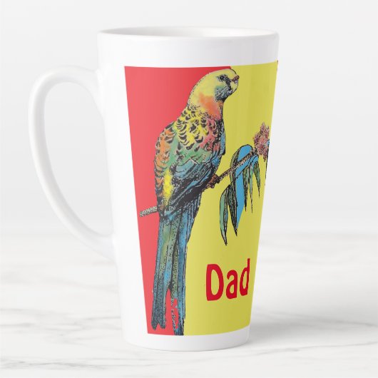 Rosella Parrot Waterverf Vader naam koffie Latte Mok (Links)