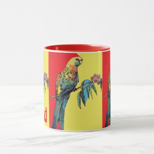 Rosella Parrot Waterverf Vader naam koffie Mok (Midden)
