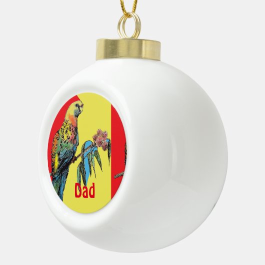 Rosella Parrot Waterverf Vader naam Ornament (Rechts)