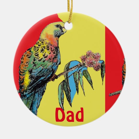 Rosella Parrot Waterverf Vader naam Ornament (Voorkant)