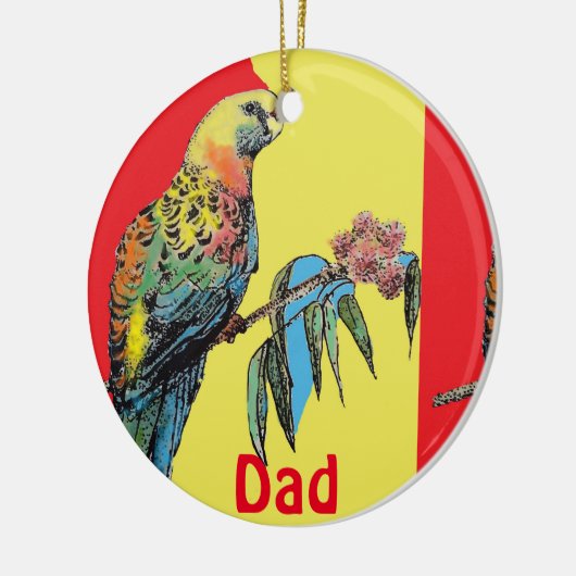 Rosella Parrot Waterverf Vader naam Ornament (Links)