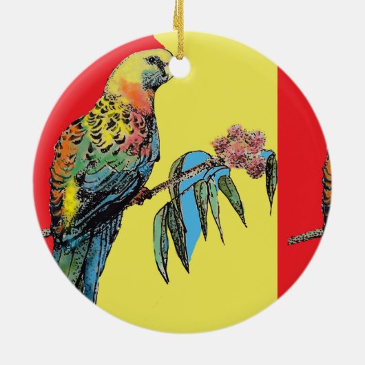 Rosella Parrot Waterverf Vader naam Ornament (Achterkant)