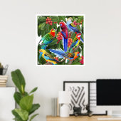 Rosella Parrots in vingerafdrukken Poster (Thuiskantoor)