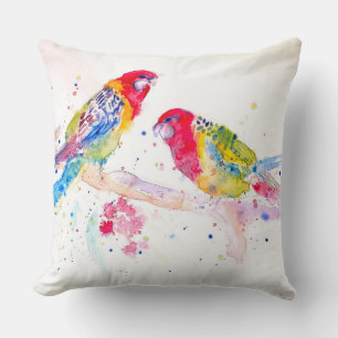 Rosella Rood Papegaai Papegaaien Aquarel Schilderi Kussen