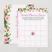 Rosella Roze Bloemen Vrijgezellenfeest Bingo Kaart (Voorkant / Achterkant)