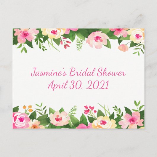 Rosella Roze Bloemen Vrijgezellenfeest Bingo Kaart (Achterkant)