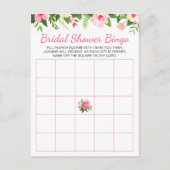 Rosella Roze Bloemen Vrijgezellenfeest Bingo Kaart (Voorkant)