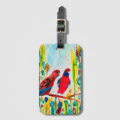 Rosella vogels in de waterverf kunst bagagelabel (Voorkant (verticaal))