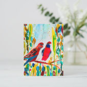 Rosella vogels in de waterverf kunst briefkaart (Staand voorkant)