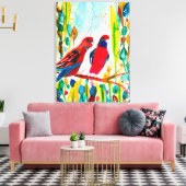 Rosella vogels in de waterverf kunst canvas afdruk (Insitu (Woonkamer))