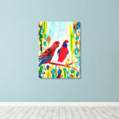 Rosella vogels in de waterverf kunst canvas afdruk (Insitu (Houten vloer))