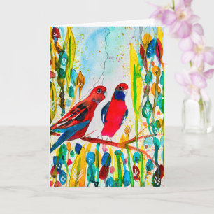 Rosella vogels in de waterverf kunst kaart